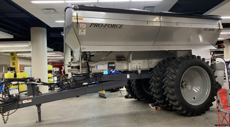Unverferth Pro-Force dry fertilizer spreader on display at the 2020 Iowa Power Farming Show